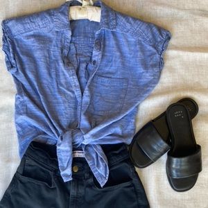 Baby blue, retro inspired collard top.